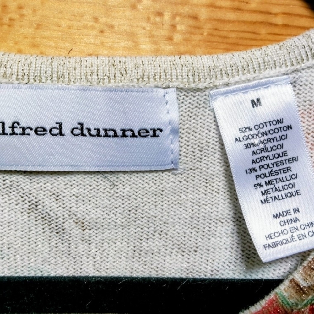Alfred Dunner Shimmery Cream Floral & Pasley Sweater Shirt - Picture 14 of 14